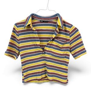 Zara Multicolor Striped Crop Top